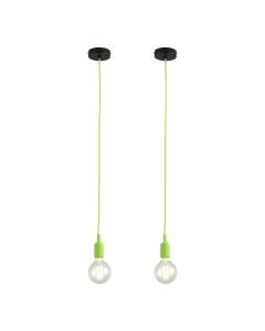 Set of 2 Flex - Green Silicone Ceiling Pendant Lights with Black Ceiling Rose