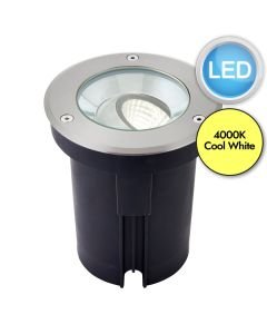 Saxby Lighting - Hoxton - 90963 - LED Stainless Steel Clear Glass IP67 13w 4000k 141mm Dia Outdoor Ground Light