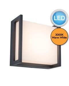 Lutec - Qubo - 5195401118 - LED Dark Grey Opal IP54 Outdoor Wall Light