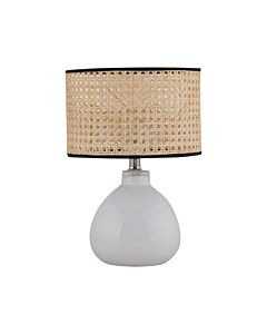 Tuscan - White Ceramic Lamp with Natural Cane Shade