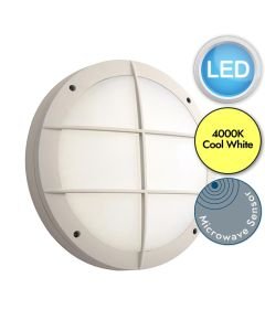Saxby Lighting - Luik - 69233 & 72180 - LED White Opal Microwave 18w Gear Tray Grill Casing Outdoor Sensor Bulkhead Light