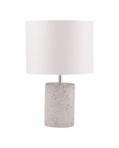 Cylinder Grey Terrazzo Table Lamp with White Fabric Shade