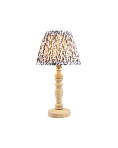 Endon Lighting - Bibury & Leaf 20cm - 114281 - Ash Wood Aged Brass Grey Table Lamp With Shade