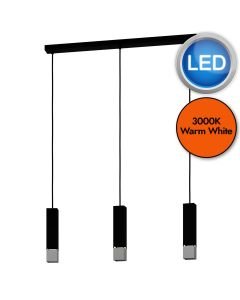 Eglo Lighting - Butrano - 99698 - LED Black Silver 3 Light Bar Ceiling Pendant Light