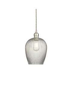 Moore - Nickel Clear Ribbed Glass 21cm Dia Ceiling Pendant Light