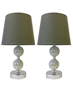 Set of 2 Mosaic Touch Lamps with Grey Shades