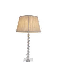 Endon Lighting - Adelie - 98357 - Nickel Clear Crystal Glass Oyster Table Lamp With Shade