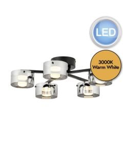 Eglo Lighting - Copillos - 39874 - LED Black Glass 5 Light Flush Ceiling Light