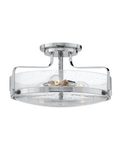 Hinkley Lighting - Harper - HK-HARPER-SFM-CM-CS - Chrome Clear Seeded Glass 3 Light Flush Ceiling Light