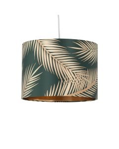 Tropica - Dark Green with Gold Embossed Leaf Detail 25cm Ceiling Pendant or Table Lamp Shade