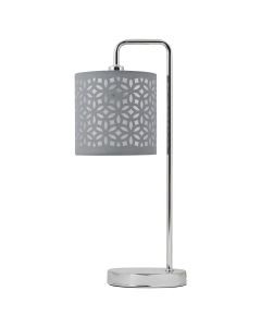 Chrome Arched Table Lamp with Grey Laser Cut Shade