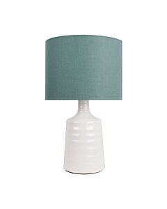 Ripple - Off White Ribbed Ceramic Table Lamp with Teal Fabric Shade