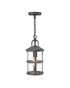 Quintiesse - Lakehouse - QN-LAKEHOUSE8-S-DZ - Aged Zinc Grey Clear Seeded Glass IP44 Outdoor Ceiling Pendant Light