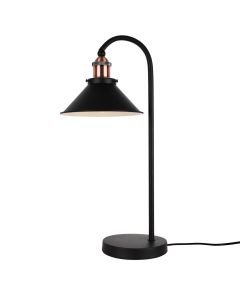 Matt Black With Brushed Copper Table Lamp