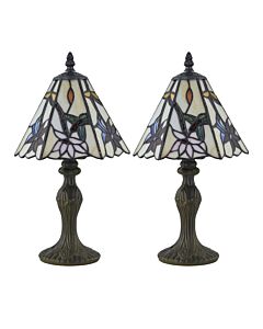 Set of 2 Chichester - Tiffany Coloured Glass 36cm Table Lamps