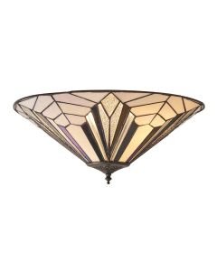 Interiors 1900 - Astoria - 63935 - Dark Bronze Tiffany Glass 2 Light Flush Ceiling Light