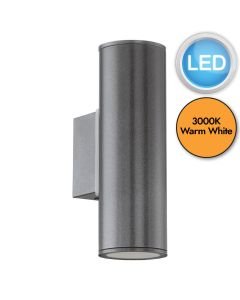 Eglo Lighting - Riga - 94103 - LED Anthracite 2 Light IP44 Outdoor Wall Washer Light