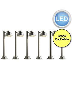 Set of 6 Maxwell -  Stainless Steel & Brushed Aluminium IP44 Outdoor 60cm LED Post Lights