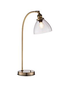 Endon Lighting - Hansen - 77859 - Antique Brass Clear Glass Task Table Lamp