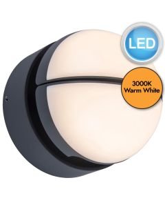 Lutec - Eklips - 5199001118 - LED Dark Grey Opal 2 Light IP54 Outdoor Bulkhead Light
