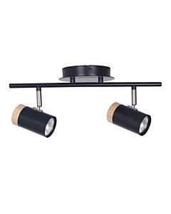 Stratton - Black with Wood Detail Two Way Spotlight