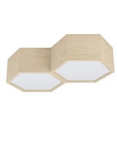 Eglo Lighting - Mirlas - 98861 - Wood White 2 Light Flush Ceiling Light