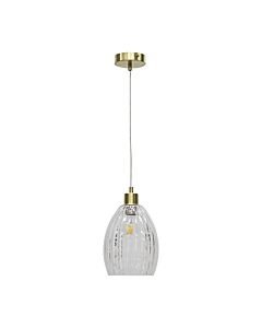 Birch - Clear Fluted Glass with Satin Brass Pendant Fitting