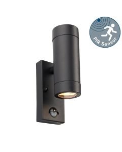Saxby Lighting - Odyssey - 97822 - Black Clear Glass 2 Light IP44 Outdoor Sensor Wall Light