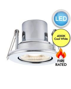 Saxby Lighting - ShieldECO 800 - 78525 - LED Chrome Clear 4000k Tilt Recessed Fire Rated Ceiling Downlight