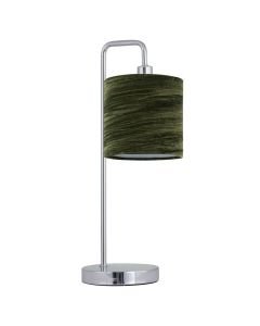 Chrome Arched Table Lamp with Green Crushed Velvet Shade