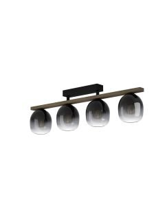 Eglo Lighting - Filago - 900185 - Black Wood Clear Glass 4 Light Bar Ceiling Pendant Light