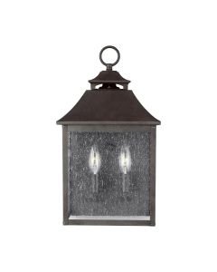 Feiss Lighting - Galena - FE-GALENA7-SBL - Sable Clear Seeded Glass 2 Light IP44 Outdoor Half Lantern Wall Light