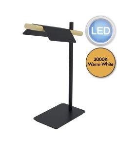 Eglo Lighting - Ermua - 98837 - LED Black Wood White Task Table Lamp