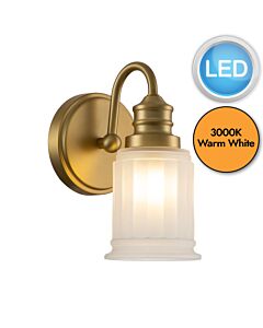 Quoizel Lighting - Swell - QZ-SWELL1-BB-BATH - LED Brushed Brass Frosted Glass IP44 Bathroom Wall Light