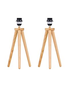 Set of 2 Voyage - Light Oak Wooden Tripod Lamp Bases