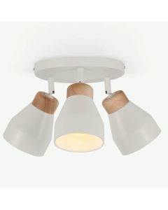 Arnold - Muted Grey with Wood 3 Way Spot Light