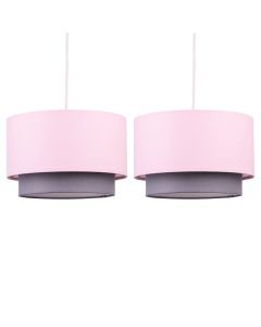 Pair of Pink & Grey 2 Tier Light Shades