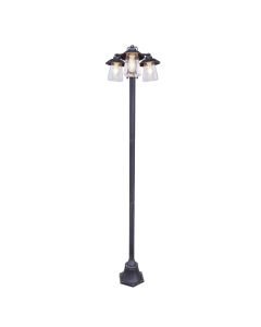 Lutec - Cate - 7264230213 - Rustic Black Clear Glass 2 Light IP44 Outdoor Lamp Post