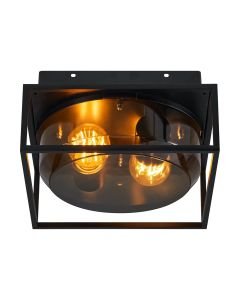 Nordlux - Griffin - 2218126047 - Black Smoked 2 Light IP44 Outdoor Ceiling Flush Light