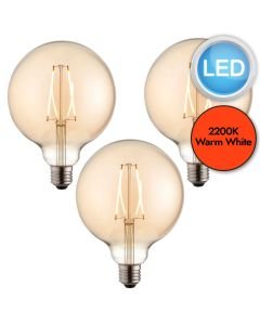 Endon Lighting - Set of 3 Globe - 77111 - LED E27 ES - Filament Light Bulbs - 125mm dia