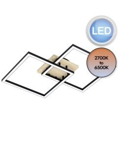 Eglo Lighting - Lomaltas-Z - 99677 - LED Black Wood White 4 Light Flush Ceiling Light