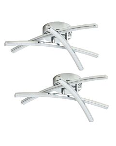Set of 2 Yardley - LED Chrome Opal Flush Ceiling Lights