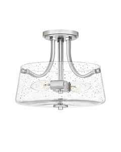 Quoizel Lighting - Hollister - QZ-HOLLISTER-SF-PN - Nickel Clear Seeded Glass 2 Light Flush Ceiling Light