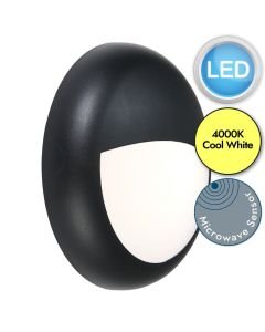 Saxby Lighting - Forca - 77911 & 77893 - LED Black Opal IP65 Microwave Eyelid Bezel 12w Outdoor Sensor Bulkhead Light