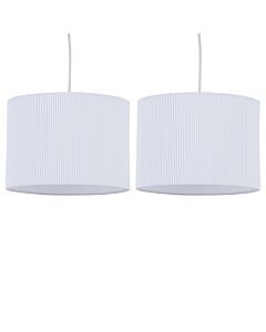Set of 2 White Pleated 30cm Pendant Lightshades