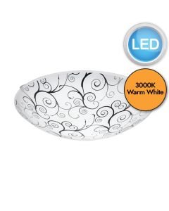 Eglo Lighting - Margitta 1 - 96117 - LED White Clear Glass 3 Light Flush Ceiling Light