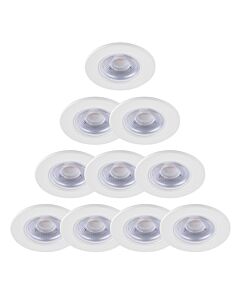 Set of 10 Matt White Fire Rated 6W LED 3000K Recessed Downlights