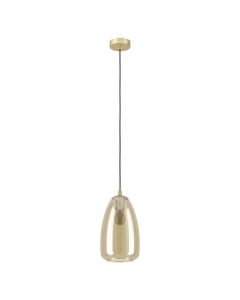 Eglo Lighting - Alobrase - 98648 - Brushed Brass Amber Glass Ceiling Pendant Light