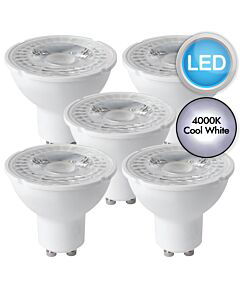 5 x 5W LED GU10 Dimmable Light Bulbs - 4000K Cool White