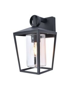 Lutec - West - 5207901012 - Black Clear Glass IP44 Outdoor Wall Light